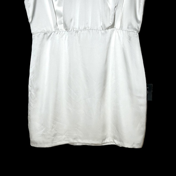 NWT Lulus Classic Elegance White Satin Sleeveless Mock Neck Mini Dress, Size XS - Picture 9 of 15